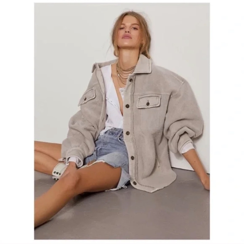 Free People, Ruby Fleece Shacket- Stone XS